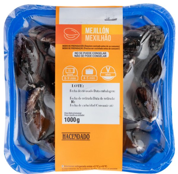 Mejillón Antón envasado, 1kg, vivo